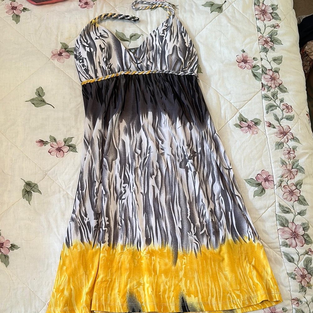 Stylish Zebra Print Dress with Yellow Accents